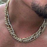10mm Iced Out Gold Figaro Link Chain