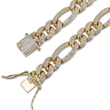 10mm Iced Out Gold Figaro Link Chain