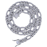 10mm Iced White Gold Out Figaro Link Chain