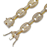 11mm Iced Out Gold Gucci Link Chain