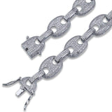 11mm Iced Out White Gold Gucci Link Chain