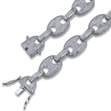12mm Iced Out White Gold Gucci Link Bracelet