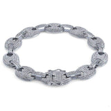 12mm Iced Out White Gold Gucci Link Bracelet