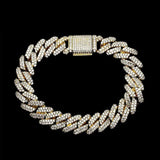 14mm Iced Out Gold Diamond Prong Cuban Link Bracelet