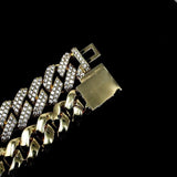 14mm Iced Out Gold Diamond Prong Cuban Link Chain
