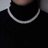 14mm Iced Out White Gold Diamond Prong Cuban Link Chain