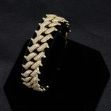 Iced Out Gold Spike Cuban Link Bracelet 14mm