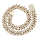 Iced Out Gold Spike Cuban Link Chain 14mm