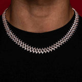 14mm Iced Out Two Tone Spike Cuban Link Chain