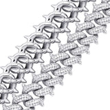 Iced Out White Gold Spike Cuban Link Bracelet 14mm