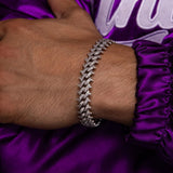 14mm Iced Out White Gold Spike Cuban Link Bracelet