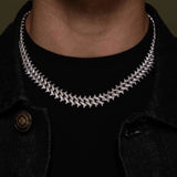 14mm Iced Out White Gold Spike Cuban Link Chain