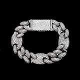 16mm Iced Out White Gold Cuban Gucci Link Bracelet