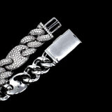 16mm Iced Out White Gold Cuban Gucci Link Bracelet