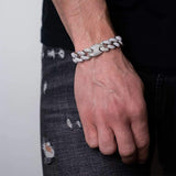 16mm Iced Out White Gold Cuban Gucci Link Bracelet