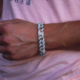 16mm Iced Out White Gold Two-Tone Cuban Gucci Link Bracelet