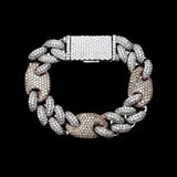 Iced Out White Gold Two-Tone Cuban Gucci Link Bracelet 16mm
