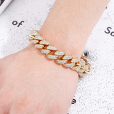 16mm Iced Out Gold Cuban Link Bracelet