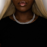 Iced Out White Gold 2 Rows Cuban Link Chain 12mm