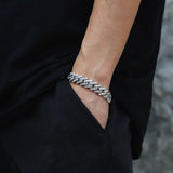 14 mm Iced Out White Gold Baguette Cuban link prong Bracelet