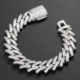 14 mm Iced Out White Gold Baguette Cuban link prong Bracelet