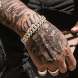 14mm Iced Out Gold Diamond Prong Cuban Link Bracelet