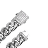 12mm Iced Out White Gold Clasp Cuban Link Bracelet
