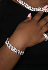 Iced Out White Gold Two-Tone Cuban Gucci Link Bracelet 16mm