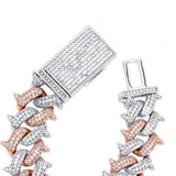 14mm Iced Out Two Tone Spike Cuban Link Chain