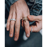 Iced Out Gold Double Stars Ring CJ