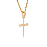 Iced Out Gold Needle Cross Pendant