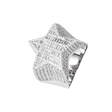 Iced Out White Gold Baguette Star Ring
