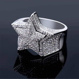 Iced Out White Gold Double Stars Ring