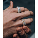 Iced Out White Gold Spinning Leyered Tennis Ring