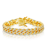 10mm Iced Out Gold Cuban Link Bracelet