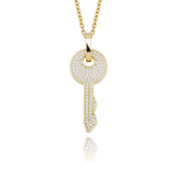 Gold Key Pendant Iced Out