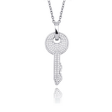 White Gold Key Pendant Iced Out