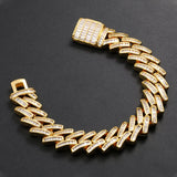 14 mm Iced Out Gold Baguette Cuban link prong Bracelet