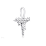 White Gold Gun Pendant Iced Out