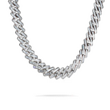 14 mm Iced Out White Gold Baguette Cuban link prong Chain