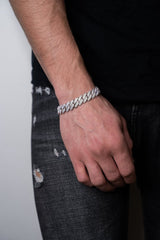 14mm Iced Out White Gold Diamond Prong Cuban Link Bracelet