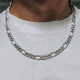 10mm Iced White Gold Out Figaro Link Chain
