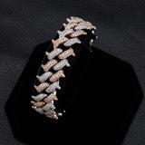 Iced Out Two Tone Spike Cuban Link Bracelet 14mm