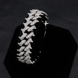 Iced Out White Gold Spike Cuban Link Bracelet 14mm