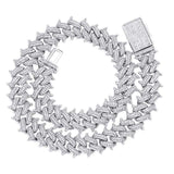 Iced Out White Gold Spike Cuban Link Chain 14mm