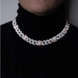16mm Iced Out White Gold Two-Tone Cuban Gucci Link Chain