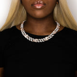 Iced Out White Gold Two-Tone Cuban Gucci Link Chain 16mm