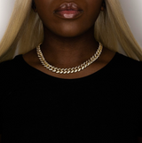 Iced Out Gold 2 Rows Cuban Link Chain 12mm