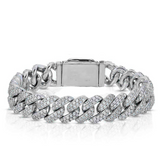Iced Out White Gold Diamond Prong Cuban Link Bracelet 14mm
