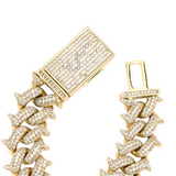 14mm Iced Out Gold Spike Cuban Link Bracelet